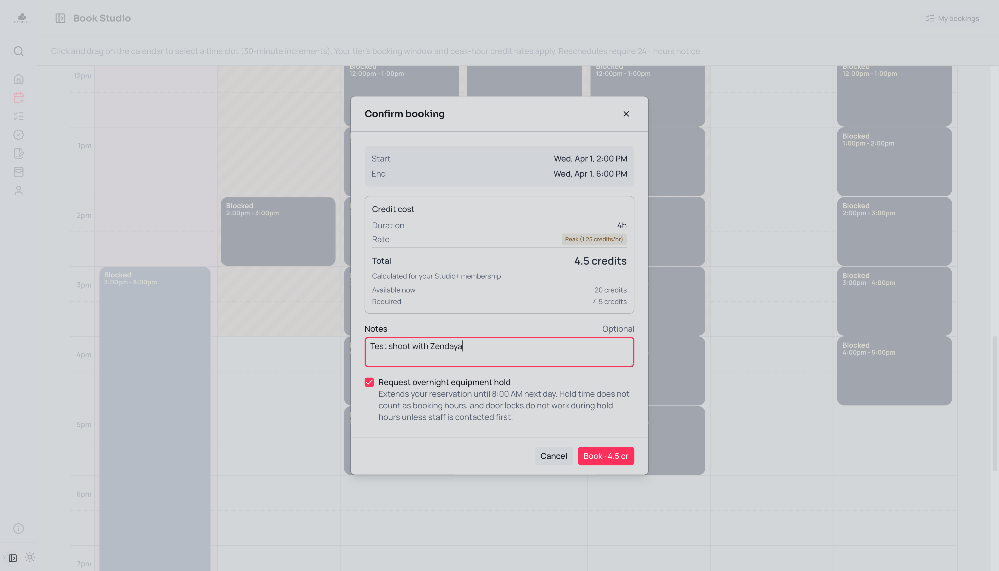 Lighting setup in the studio